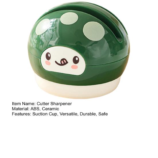 Ceramic Cutter Sharpener Small Mushroom Shape Kitchen Tool Sharpener with Vacuum Suction Cup Base Double Groove Kitchen Gadget