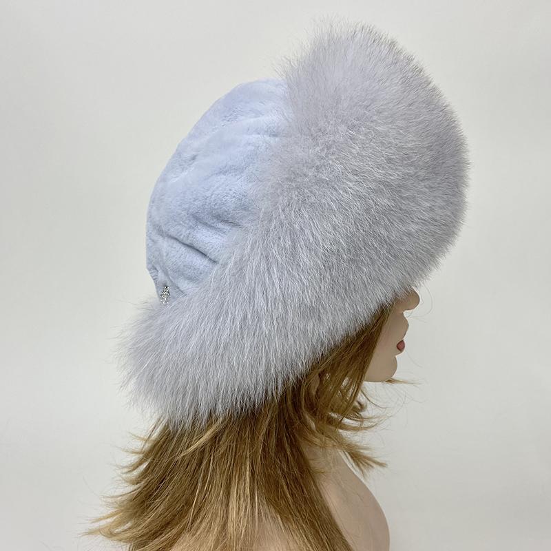 Women's Winter Real Fur Dome Hats Fluffy Natural Fox Rabbit Princess Hat