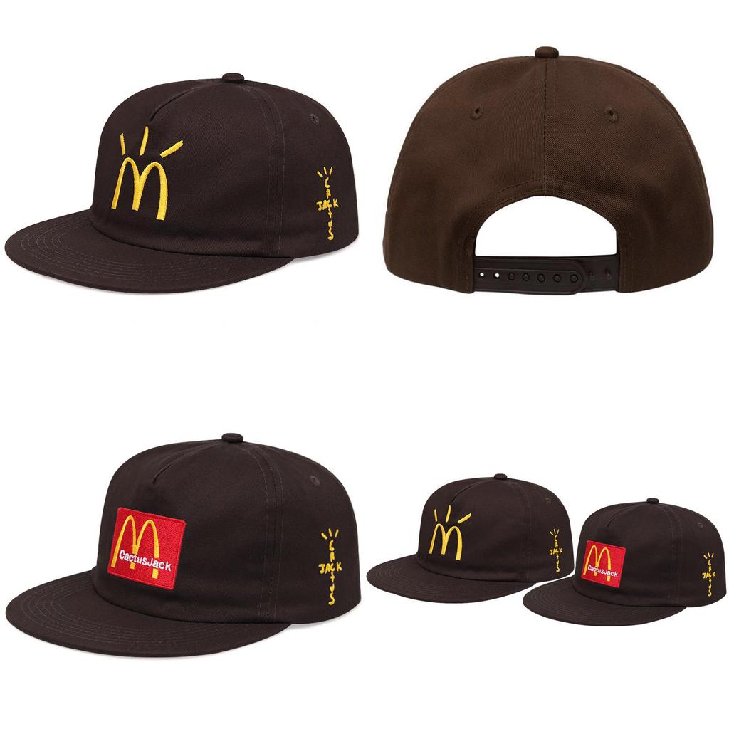 Бейсболка Travis Scott Mcdonald's Collaboration Вышитая, Регулируемая, Хлопок, Широкие поля