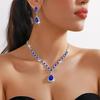 2Pcs/Set Women Wedding Jewelry Set Waterdrop Shape Shining Faux Crystal Choker Necklace Dangle Earrings Set