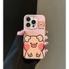 Cute Pig Suitable for Apple 16promax Mobile Phone Case IPhone 14 Lychee Pattern 13mini Cartoon 12 Anti-fall