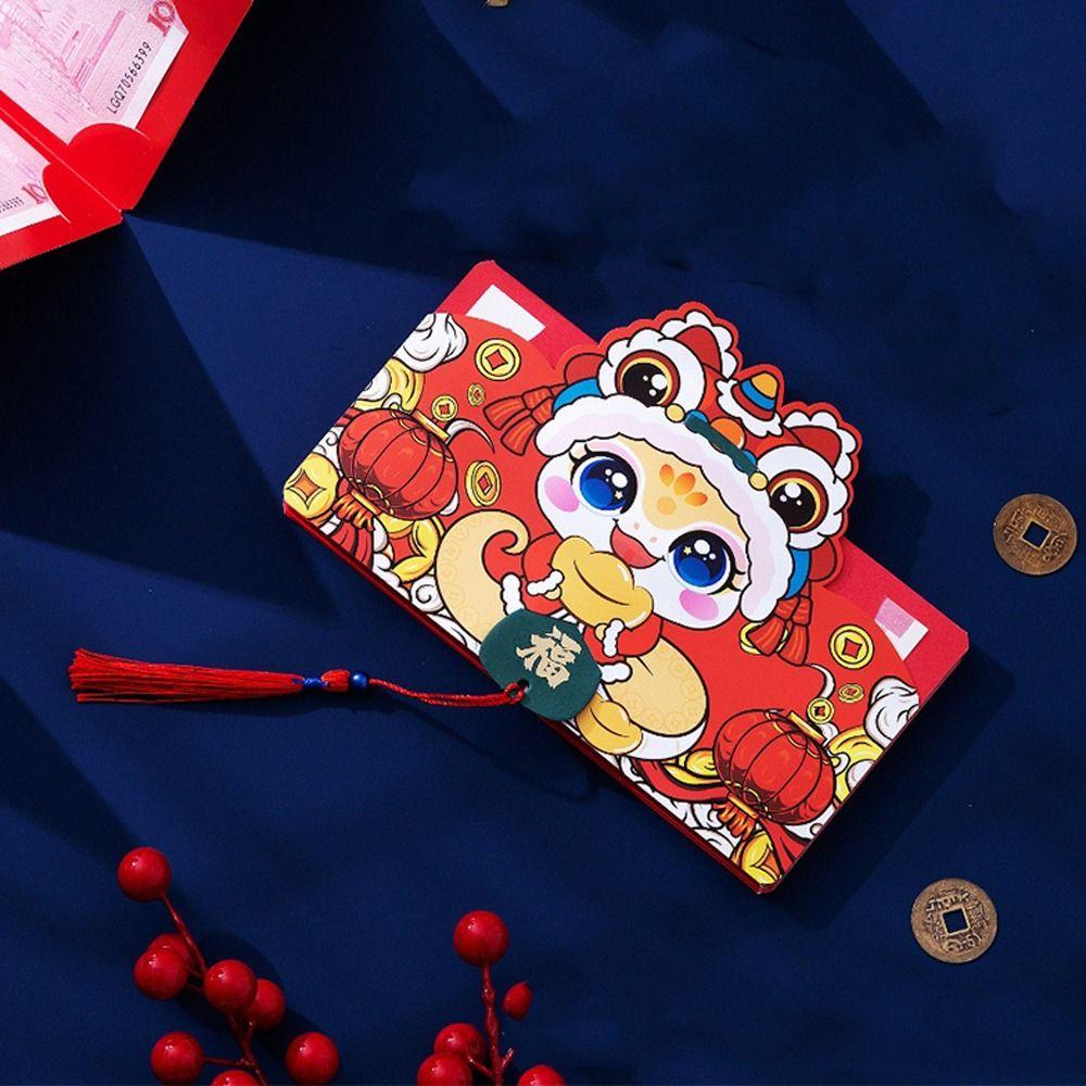 Chinese 2025 Snake Year Folding Red Envelopes Blessing Money Packing Bag Celebration Party