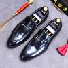 Fashion Plus Size 38-46 Black Mens Loafers Casual Business Shoes With Metal Decorated Genuine Leather Wedding Dress Shoes