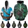 Игра The Legend Of Zelda Косплей Худи 3d Толстовка на молнии Куртка для максимального комфорта