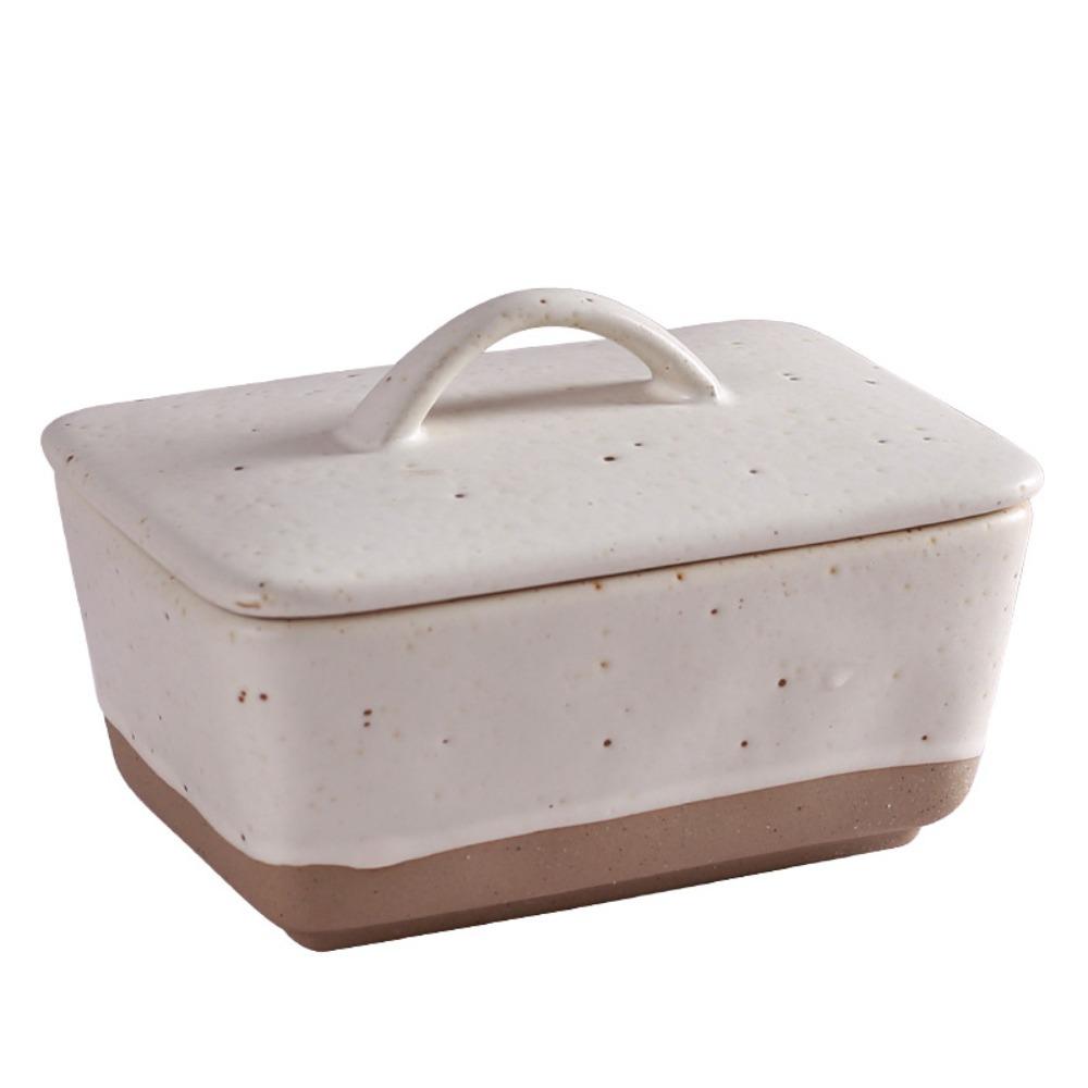 Anti-odor Butter Dish Rectangular Cheese Storage Box Simple Vintage Ceramic Butter Box  Bread