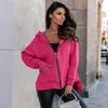 Женский весенне-осенний повседневный кардиган с капюшоном и длинным рукавом на молнии, однотонный, толстовка