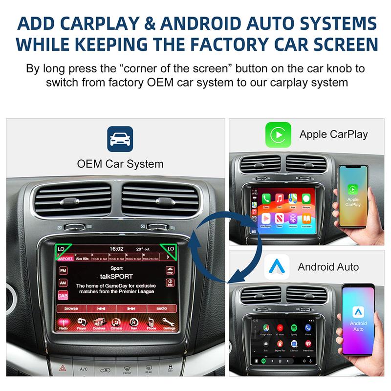 Беспроводной CarPlay Android Auto Комплект для модернизации Декодер Бокс Для Fiat Freemont 2013 2014 2015 2016 2017 2018