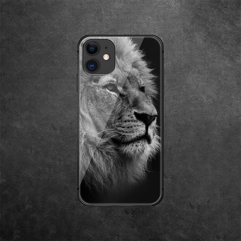 Чехол для телефона из закаленного стекла Lion Animal King для iPhone Samsung Galaxy OnePlus Oppo Xiaomi Redmi Note SA 7 8 9 10 11 12 13 14 20 21 22 53 Pro Max Ultra
