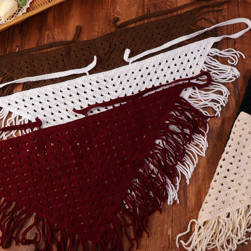 Y2K Ажурный шарф-треугольник с бахромой для женщин Весенний регулируемый многослойный аксессуар Универсальная повязка на талию/бедра Бандана