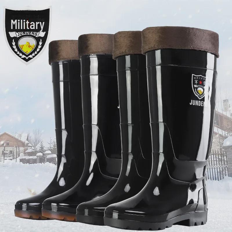 Men's High-Top Thick-Soled Non-Slip Rubber Rain Boots for Construction and Labor Protection.