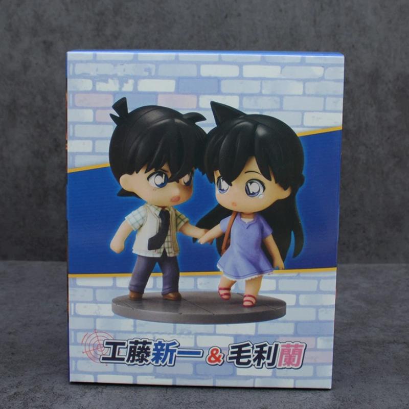 Detective Conan Shinichi Kudo Ran Mori Chibi Figures Century Hand-Holding Scene Desktop Ornament Pc Case Decor For Anime Fans