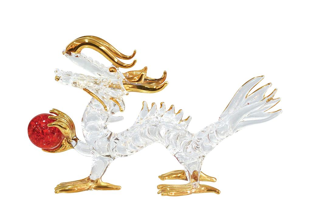 Fokart Handmade Glasswork Feng Shui Winning Ball Dragon 4 Inches