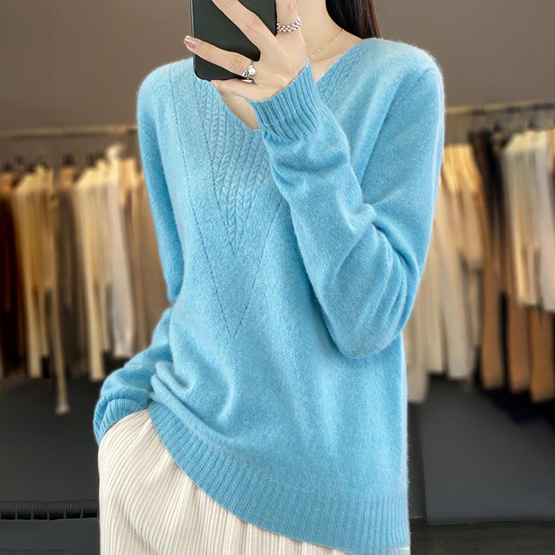 Женский кашемировый свитер Qinghe cashmere 30% кашемир 70% шерсть Женский осенне-зимний кашемировый свитер мягкий и теплый