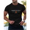 Summer Men's 100% Pure Cotton Casual Loose Plus Size Fashionable Barcelona Letter Printed Round Neck Short Sleeved T-shirt Top
