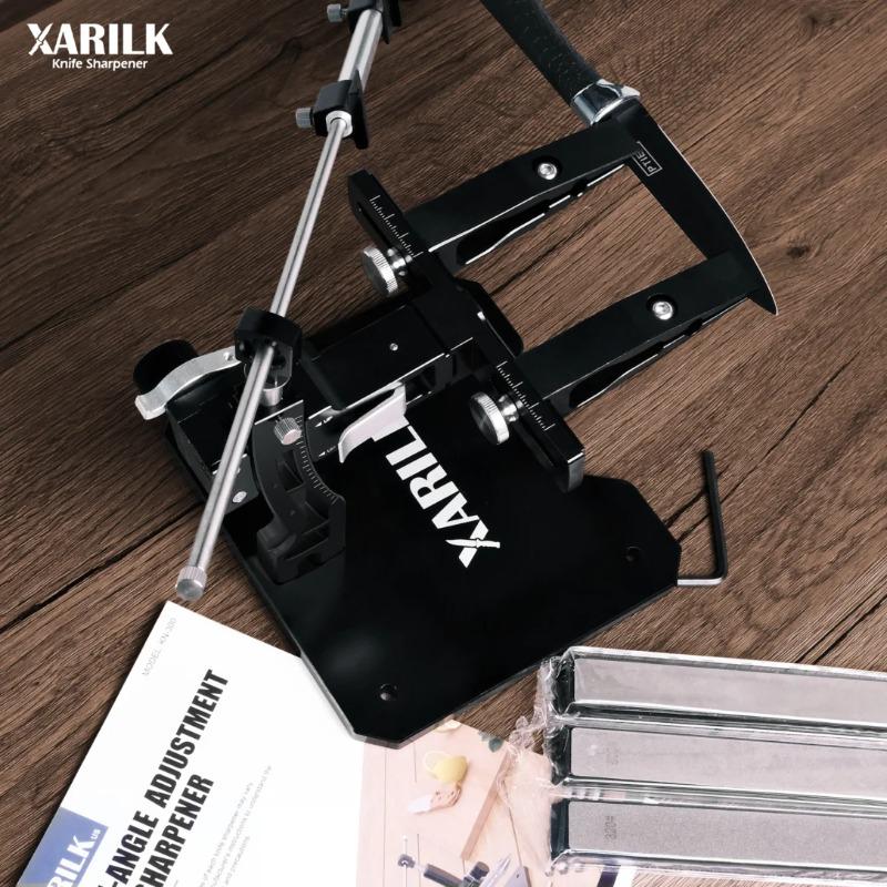 XARILK Профессиональная алюминиевая точилка для ножей, Система направленной заточки ножей GEN3, Набор для заточки ножей с 3 алмазными пластинами