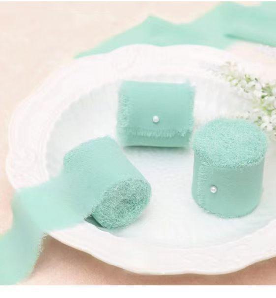 Chiffon Ribbon Bow with Frayed Edges for Weddings and Floral Arrangements