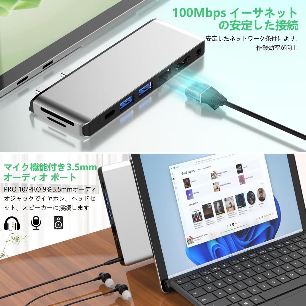 Surface Pro9 Hub 4K Thunderbolt 4 Display 40G Data 100W 100M SD TF карта мм Audio Surface Pro 9 Hub Triple Display Pro Surface Pro 9 Conversion Adapter