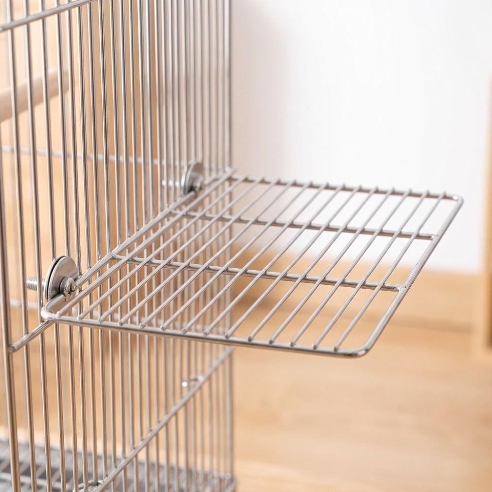 Moisture Proof Metal Grid Perch Stand Bird Cage Activity Platform Small Medium Birds