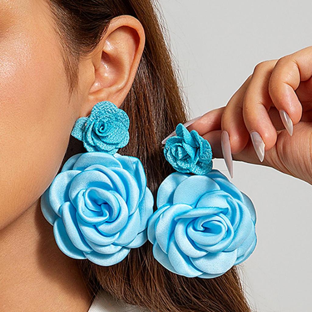 2 шт. европейские модные полихромные имитационные 3D-цветочные висячие серьги-гвоздики для женщин и девочек, свежие большие цветочные праздничные украшения для вечеринок