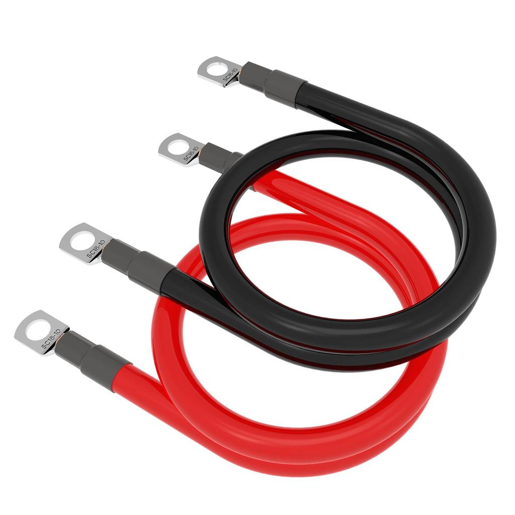 Провод 6 AWG 16мм2 30см Постоянный Красный + Черный Чистая Медь 3/8