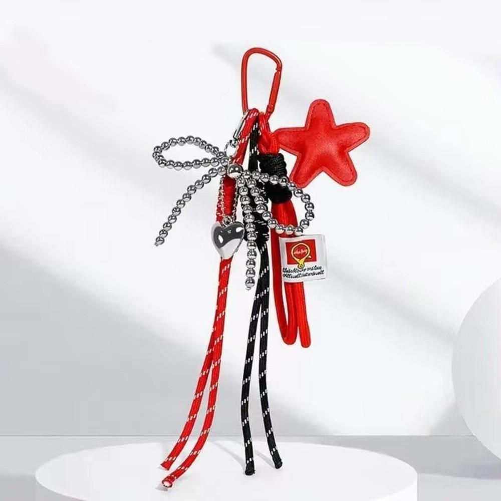 Handmade Bow Bag Charm Bow Lanyard Glossy Pendant Gifts Tassel Love Heart Pendant
