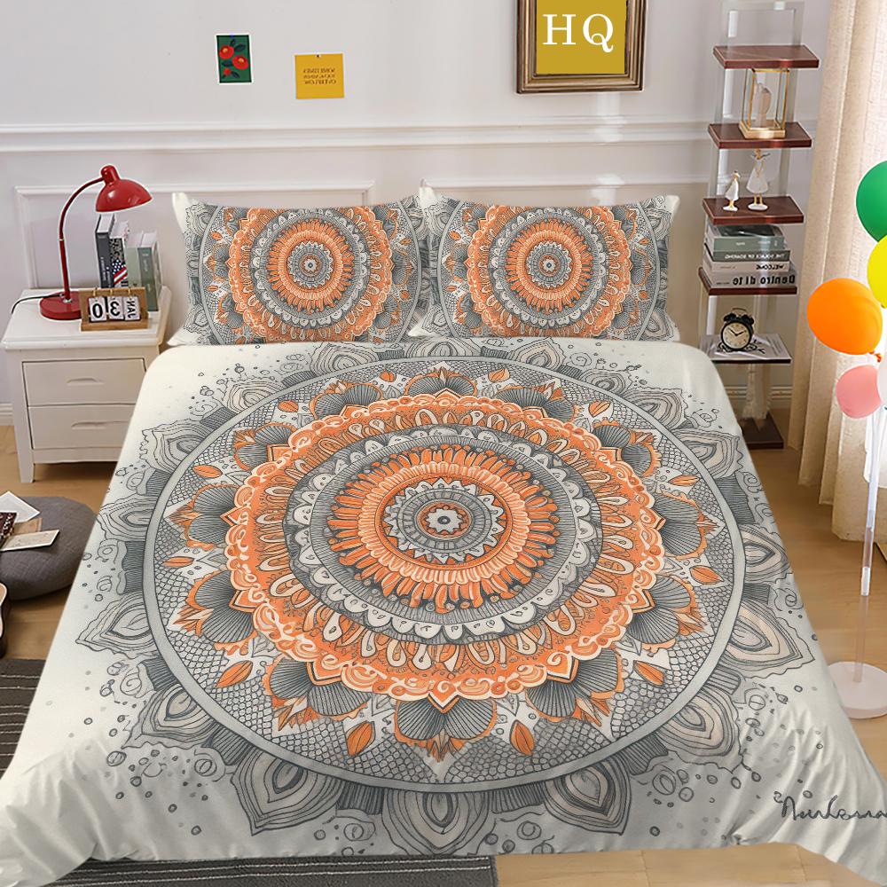 Mandala Printed Bedspreads Twin Size Microfiber Bedding Cover Cool Boy Fashion Duvet Cover Set Bedroom Decor