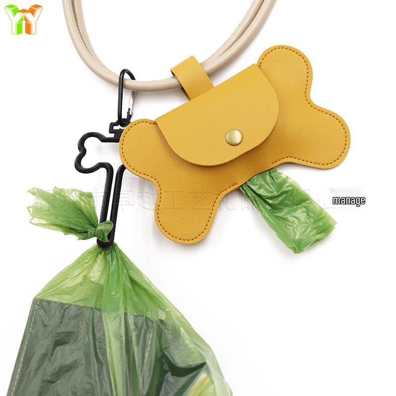 Spot PU Leather Bone-Shaped Pet Waste Bag Dispenser for Cats and Dogs