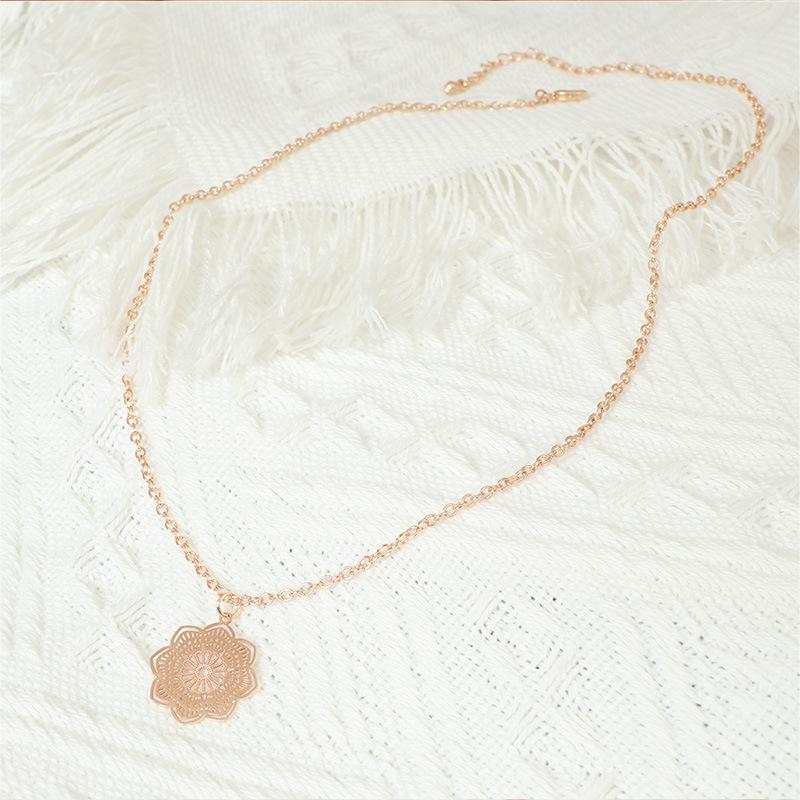 Богемные украшения полое ожерелье с узором мандалы для женщин простой ретро-подвеска с цветком