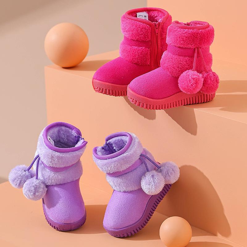 Children's Snow Boots Boys Soft Bottom Non-slip Warm Snow Boots Plush Thick Winter Warm Middle and Large Children Girls Size 21-35