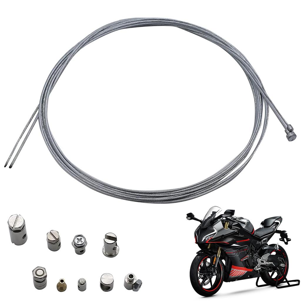 Motorcycle Axle Wire Repair Set 2m Throttle Wire with Adapter for Mounting Throttle Cable