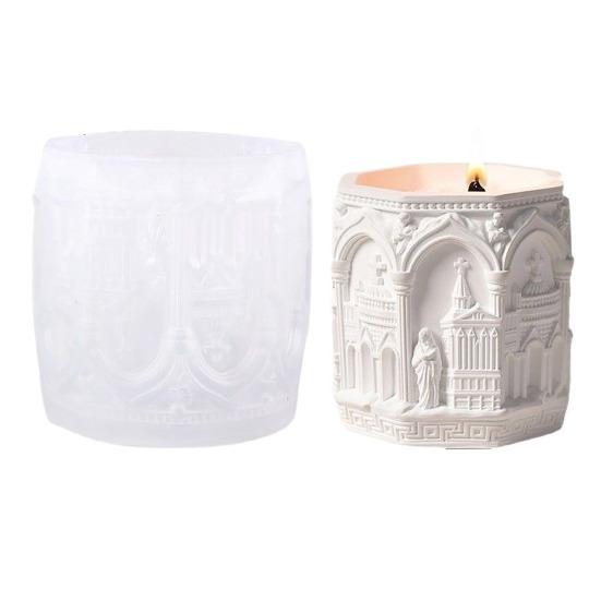 Ренессансная силиконовая форма DIY Эпоксидная смола Подсвечник Форма для хранения чашки для ювелирных изделий Гипс Поделки Скандинавский стиль Форма для демонстрации