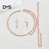 3 шт./комплект женский комплект ювелирных изделий горный хрусталь чокер висячие серьги браслет комплект с удлинительной цепочкой выпускной вечер невесты свадебные украшения