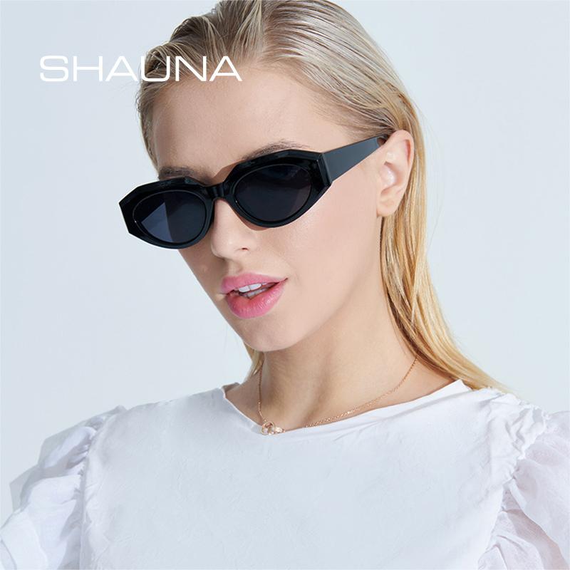 SHAUNA, маленькие овальные солнцезащитные очки в стиле ретро, женские Ins, популярные трендовые мужские солнцезащитные очки «кошачий глаз», UV400