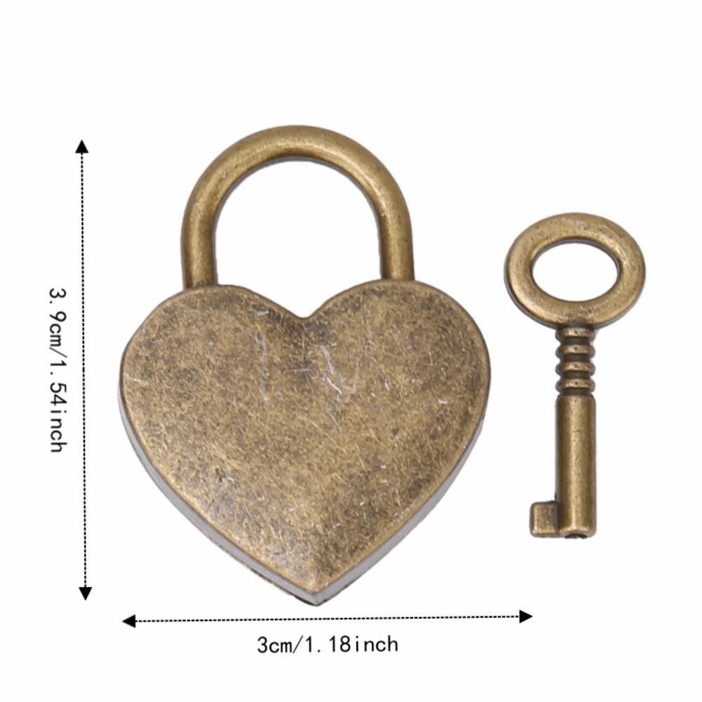 2sets Antique Style Heart Shaped Padlocks Bronze Finish Metal Padlock Set For Craft Supplies