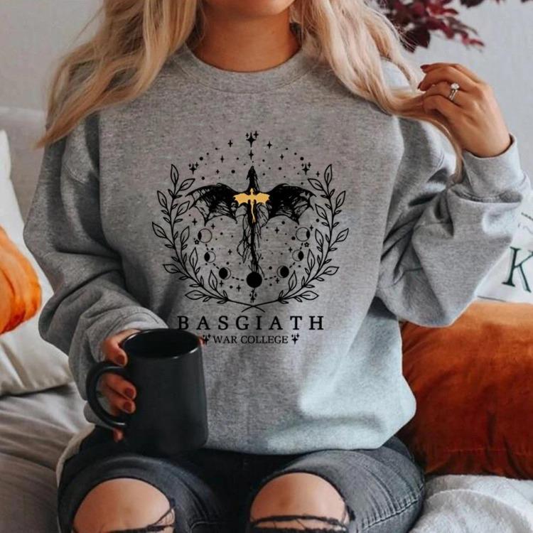 Fourth Wing Basgiath War College Fantasy Reader Sweatshirt Women Crewneck Pullover Bookish Gift Sweatshirts