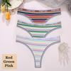 3 шт./компл. красочные полосатые хлопковые женские трусики сексуальные стринги нижнее белье женские дышащие стринги нижнее белье трусики с Т-образной спинкой