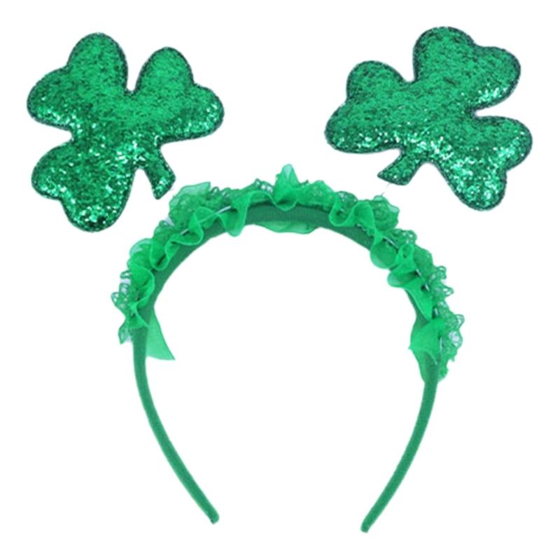 Irish Leprechaun Headband Party Costume Glitter Shamrock Party Karaoke Photo Props Party Blingbling Hair Hoop Nightclub