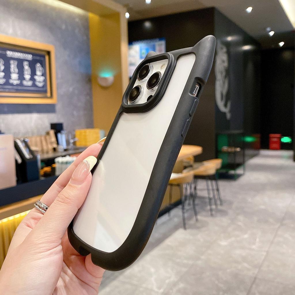 Silicone High Version Cat Ears Suitable for IPhone16pro Max Apple 14 Mobile Phone Case 16e Soft Case 13 Large Holes