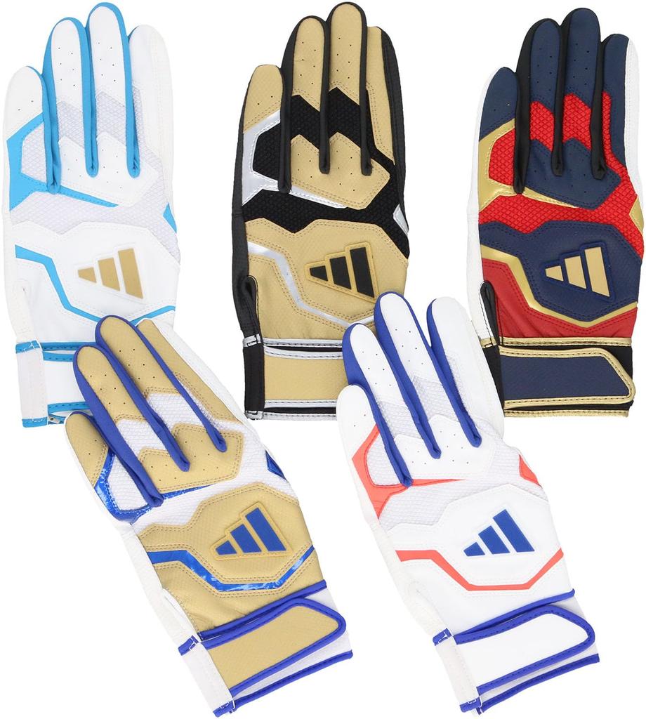 adidas Baseball Batting Size Blue LBG404 Gloves, 41, Basic, White/Sky (1122), Large,