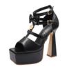 2025 15Cm Small Fragrant Camellia Bow T-buckle with Mary Jane Matching High Heel Bag Head Roman Sandals Women ZYW-319-1