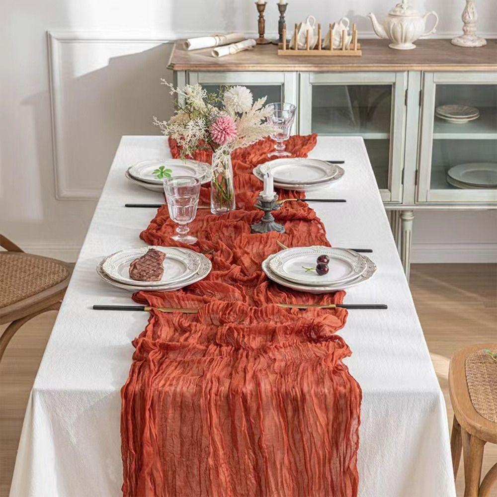 90x180/300cm Gauze Tablecloth Rustic Country Cheesecloth Table Setting  Dinning Decor