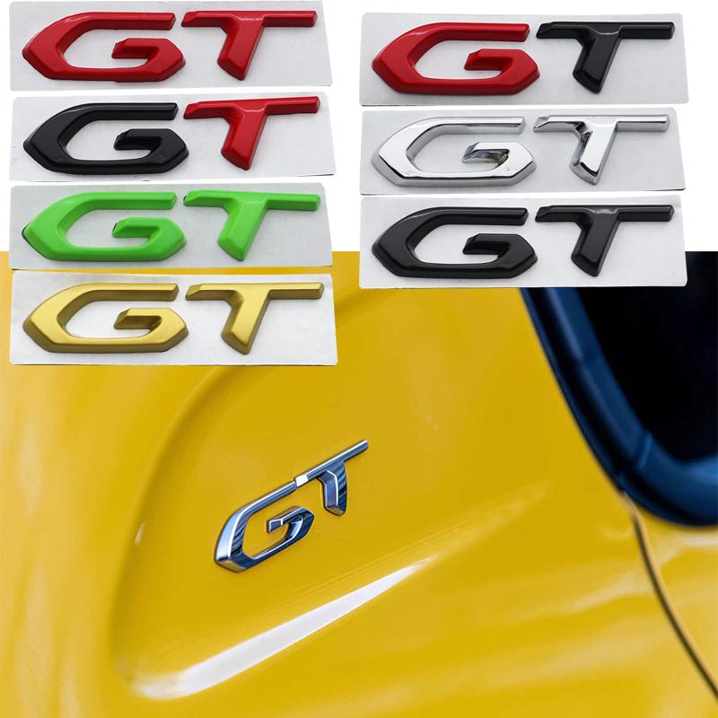 1pcs 3D GT metal Car Rear logo sticker Rear Bumper tail door trunk car Fender side sticker styling Accessories For Peugeot