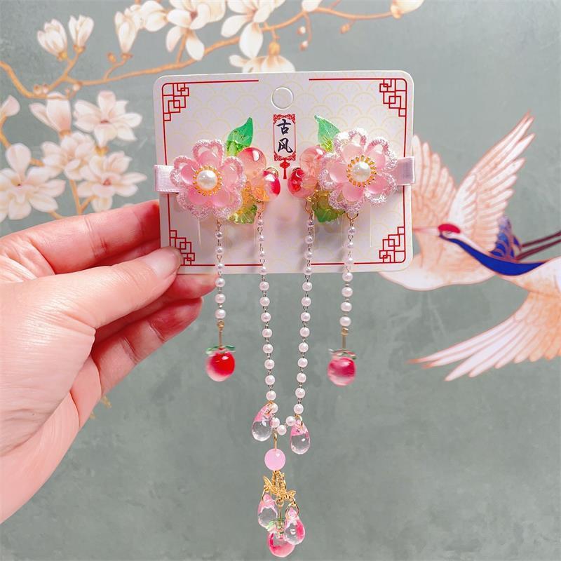 Детский ханьфу, аксессуар для волос в виде цепочки на лоб принцессы с кисточкой и бинди