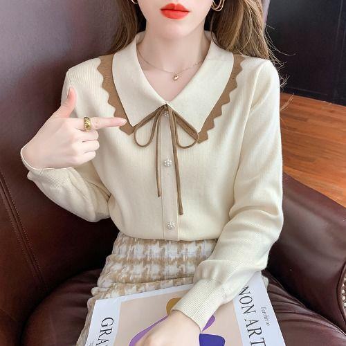 Undercover Женский осенне-зимний кукольный воротник-бантик вязаный свитер модный свитер