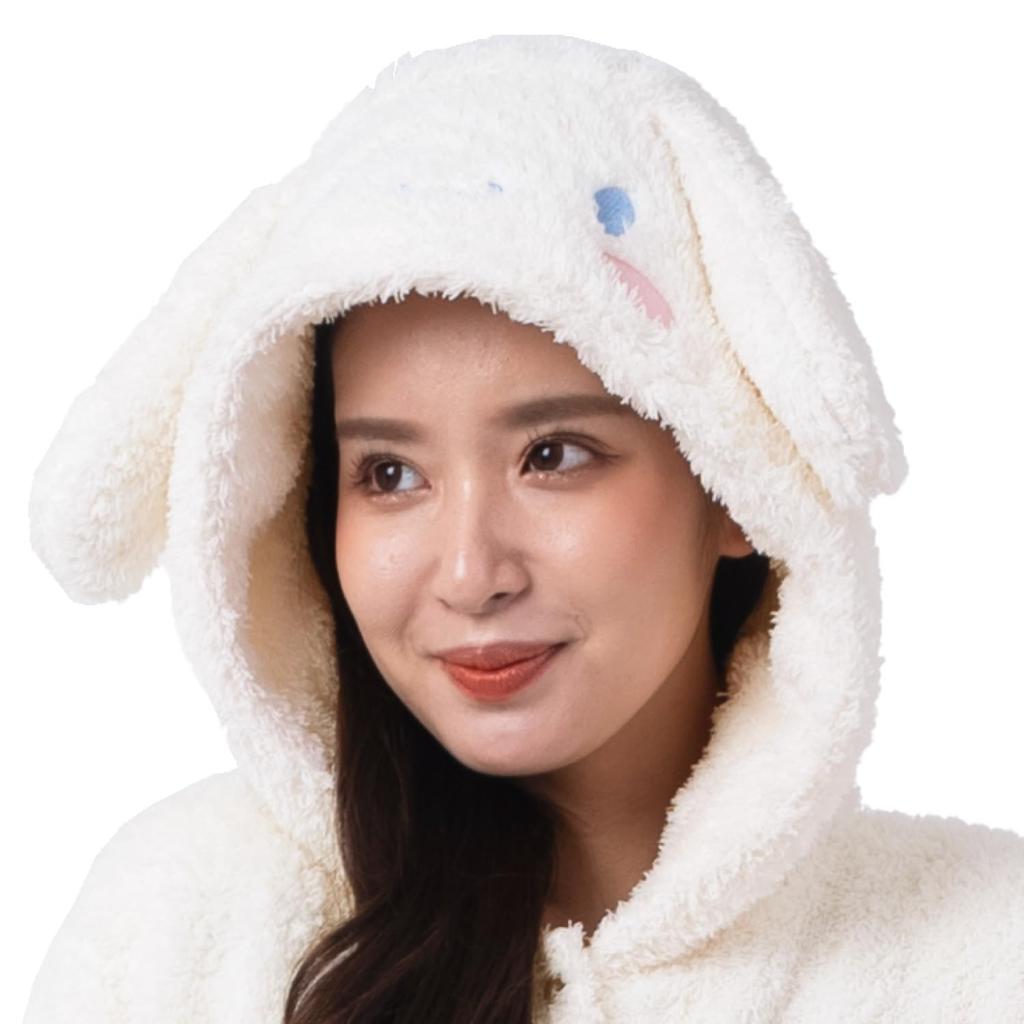 Cinnamoroll Gown Poodle Boa Hooded Tail Embroidered Room Wear Pajamas Cinnamoroll Sanrio Size [Southzak] Dress-up Women's M-L