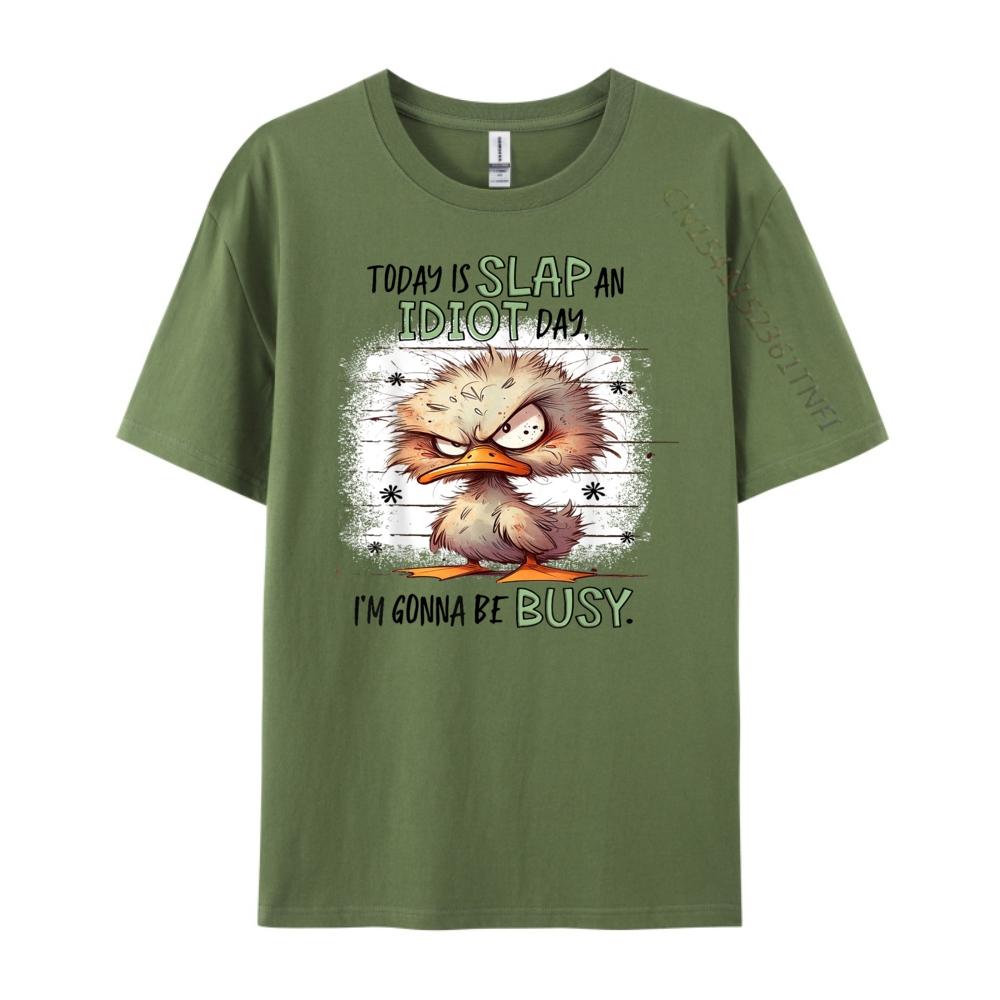 Cute Duck Today Is Slap An Idiot Day I M Gonna Be So Busy White T Shirt Men Anime T Shirts Japan Style