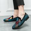 Designer New Men Dress Leather Shoes for Male Luxury British Colours Rhinestone Pattern Loafers Gentleman Wedding Prom Footwear