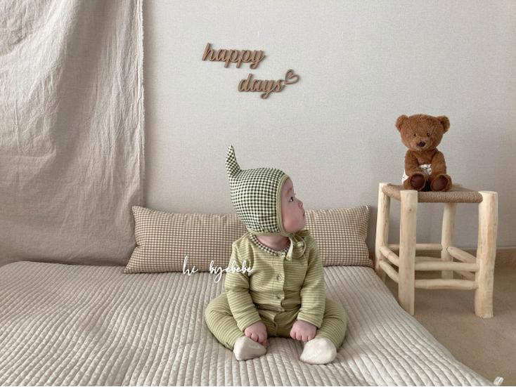 Корейский стиль комбинезон в полоску для новорожденного ребенка пижама