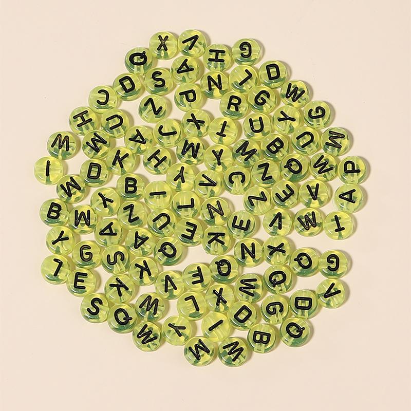 100Pcs Acrylic Letter Beads For Jewelry Making Clear Alphabet 7mm Flat Round Spacer Bead Diy Bracelets Necklace Accessories