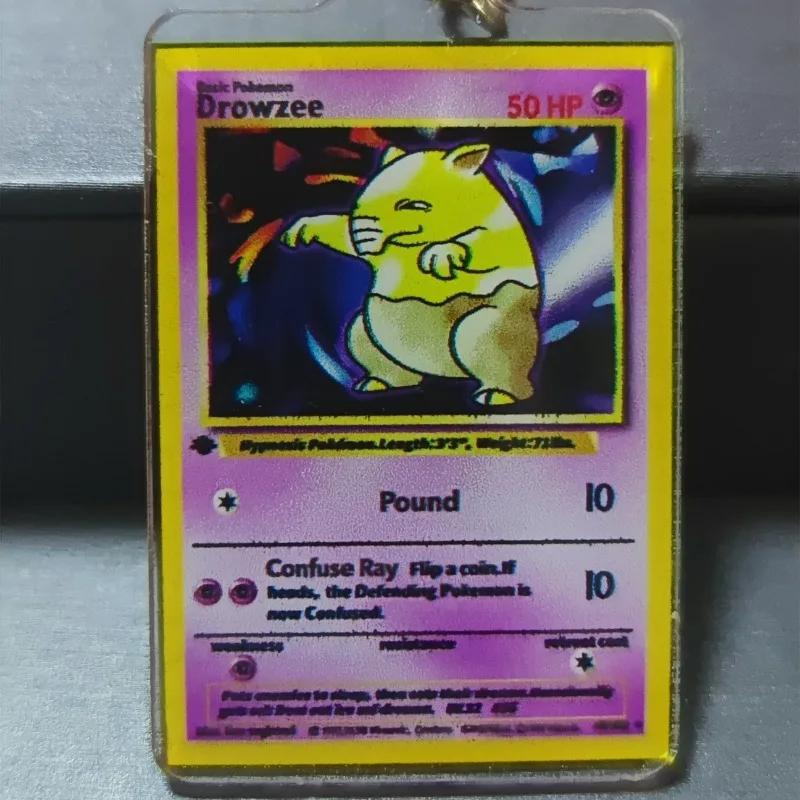 Anime Bulbasaur Mewtwo Charmander Charizard Gyarados Jolteon Cartoon Game Collection Cards Acrylic Card Keychain Pendant